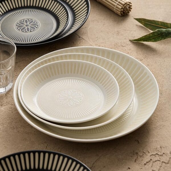Morocco Ceramic Serving Plate Striped Wholesale - Image 3