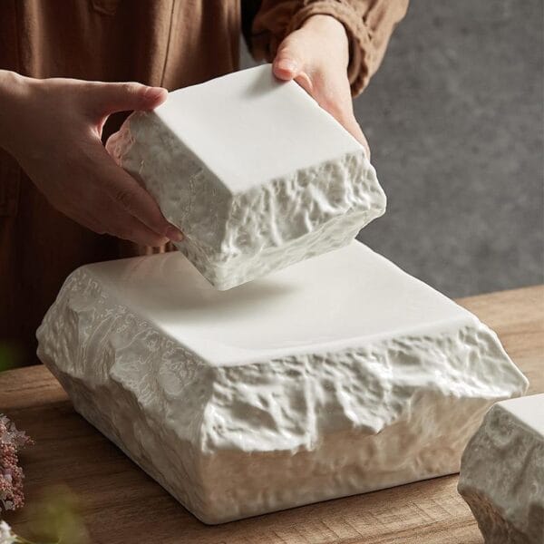 Square Rocky Ceramic Show Plate Wholesale - Image 2