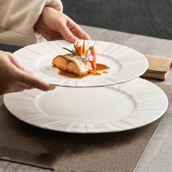 Matte Black White Ceramic Deep Plate Wholesale - Image 2
