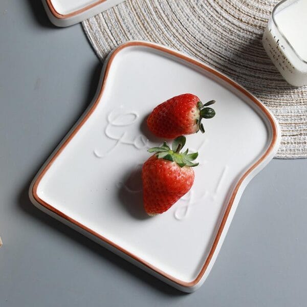 Toast Shaped Ceramic Dessert Plate Wholesale - Image 2