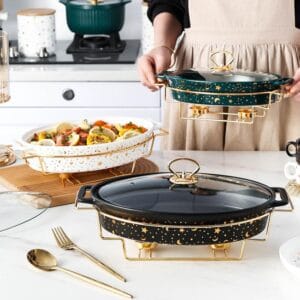 Gold Marble Ceramic Casserole Dish Wholesale