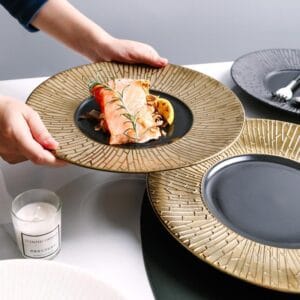 Matte White Black Ceramic Pasta Plate Wholesale