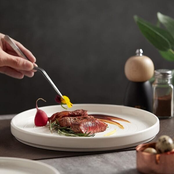 White Porcelain Gold Rim Dinner Plates Wholesale - Image 3