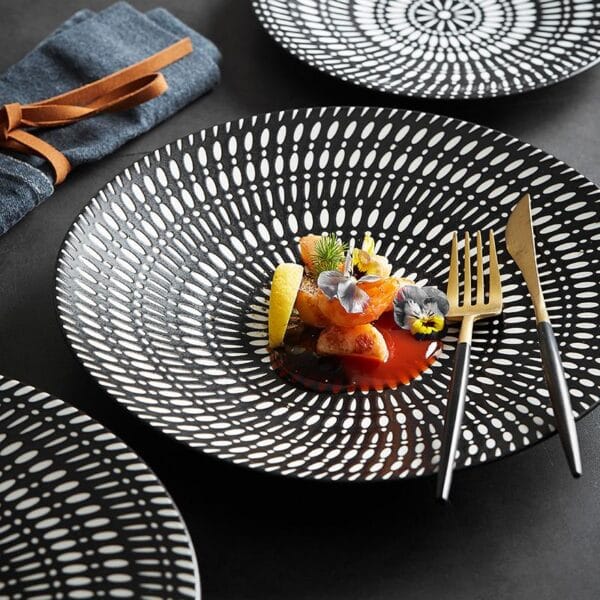 Large Matte Black Porcelain Dinner Plate Wholesale