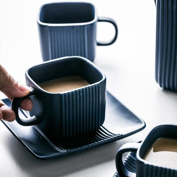 Nordic Ceramic Coffee Tea Set Wood Cover Wholesale - Image 4