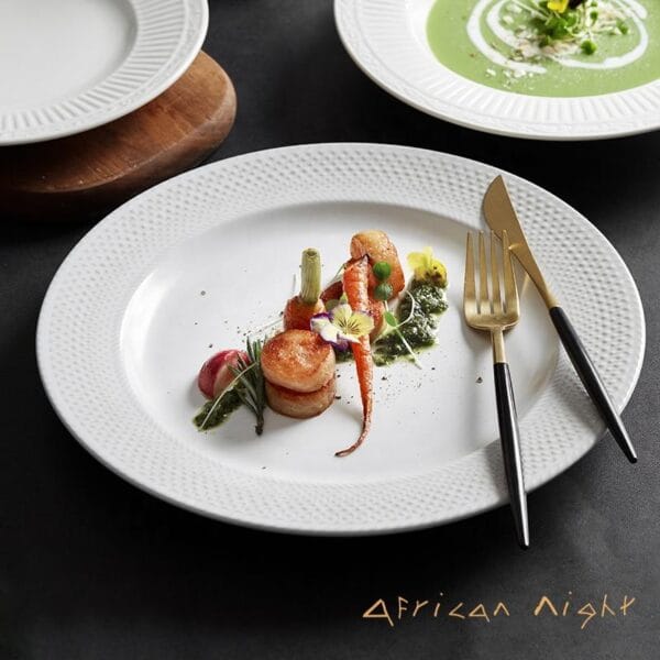 Embossed Bone China Round Plate Wholesale - Image 2