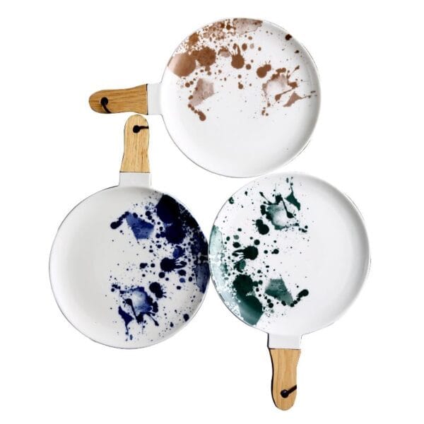 Nordic Ceramic Dinner Plate Wooden Handle Wholesale