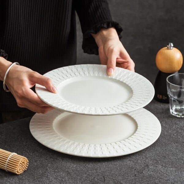 Embossed Porcelain Dinner Plate Wholesale - Image 2