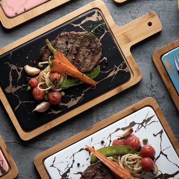 Marble Ceramic Dinner Platter Bamboo Wholesale - Image 2