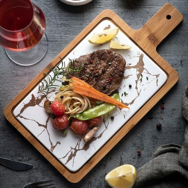 Marble Ceramic Dinner Platter Bamboo Wholesale