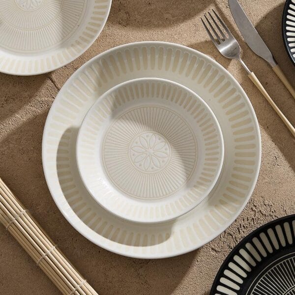 Morocco Ceramic Serving Plate Striped Wholesale - Image 4