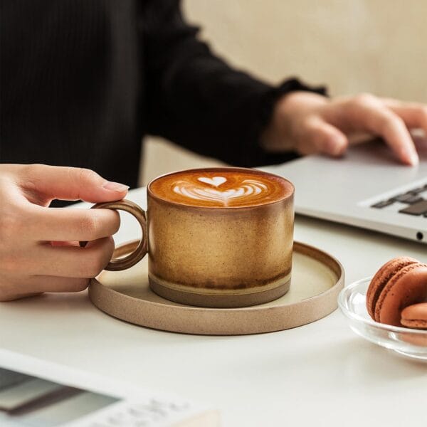 White Ceramic Coffee Pot Mug Set Customizable Wholesale - Image 3