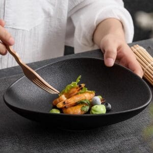 Matte Black Speckled Ceramic Plate Set Wholesale