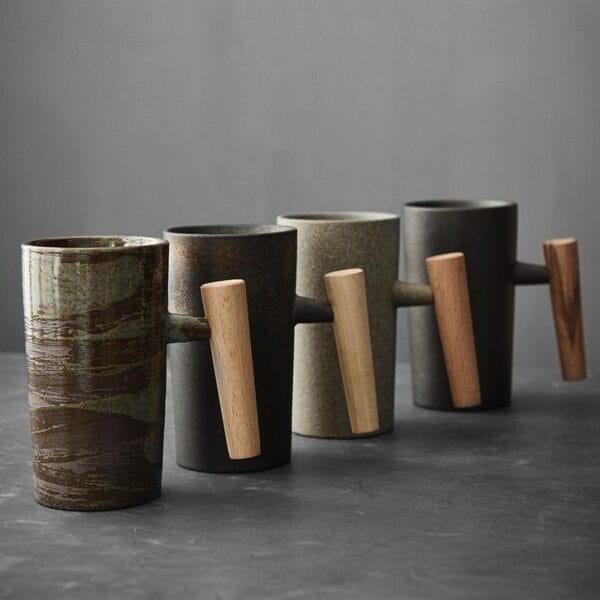 Wooden Handle Ceramic Tea Cup Wholesale - Image 3
