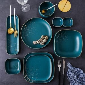 Gold Dot Ceramic Dinner Plates Wholesale