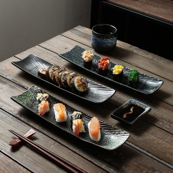 Irregular Rectangular Porcelain Sushi Plate Wholesale - Image 3