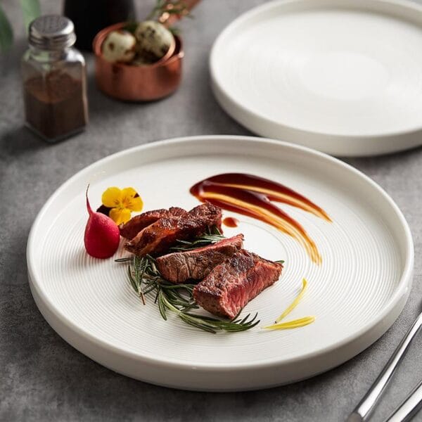 White Porcelain Gold Rim Dinner Plates Wholesale - Image 2