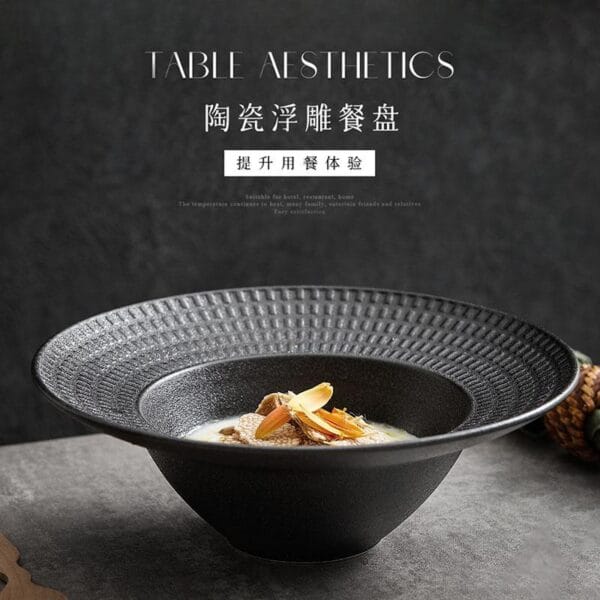 Luxury Black Ceramic Dinnerware Set Wholesale - Image 2