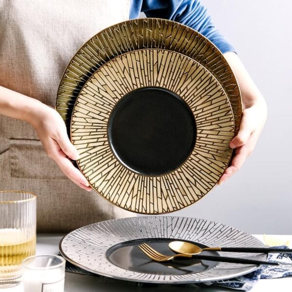Matte White Black Ceramic Pasta Plate Wholesale - Image 2