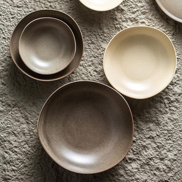 Retro White Ceramic Salad Stone Bowl Wholesale - Image 4