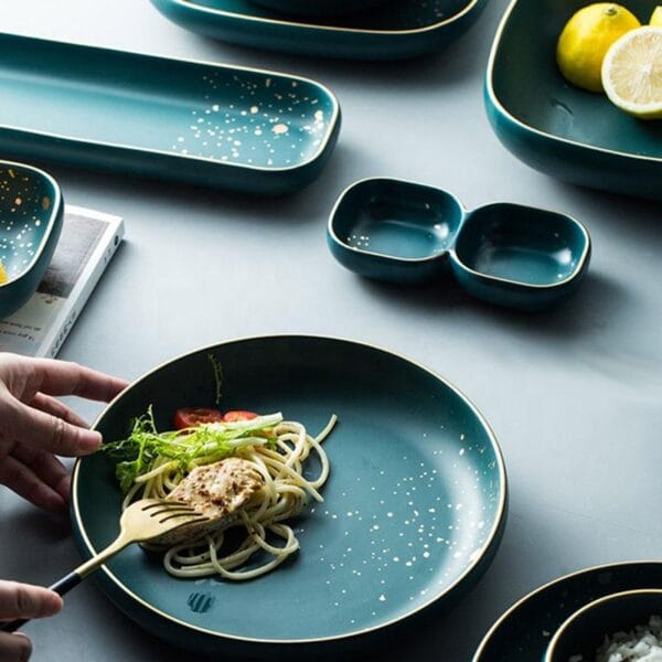 Gold Dot Ceramic Dinner Plates Wholesale - Image 3
