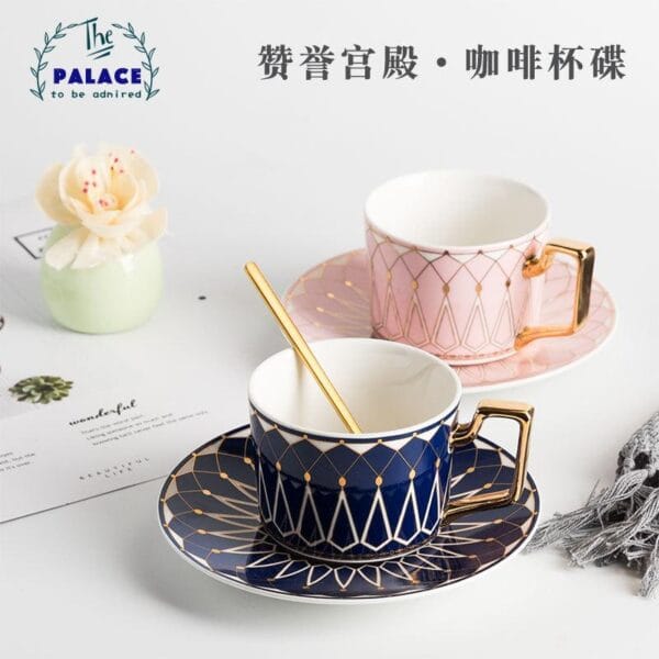 Golden Ceramic Coffee Tea Cup Set Wholesale Cafe - Image 3