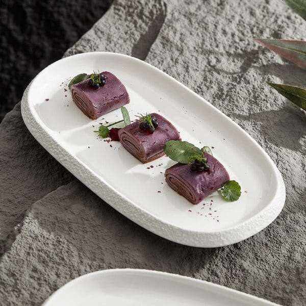 Oval Ceramic Dinner Plate Rock Rim Wholesale - Image 3