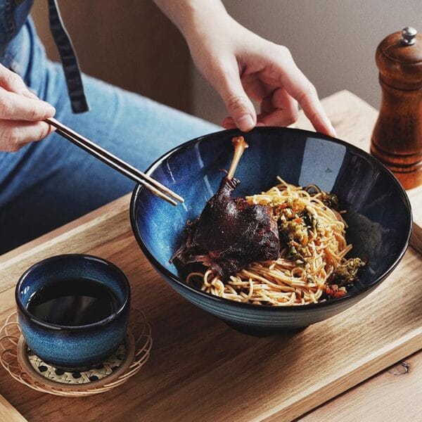 Porcelain Reactive Glazed Ramen Bowl Wholesale - Image 2