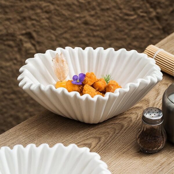 Matte White Porcelain Salad Bowl Wholesale - Image 3