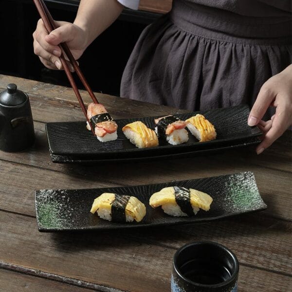Irregular Rectangular Porcelain Sushi Plate Wholesale - Image 4