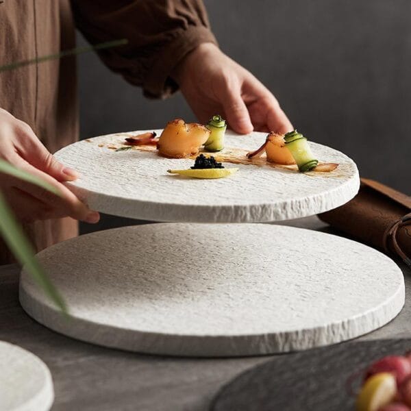 Black White Ceramic Dinner Plates Glazed Wholesale