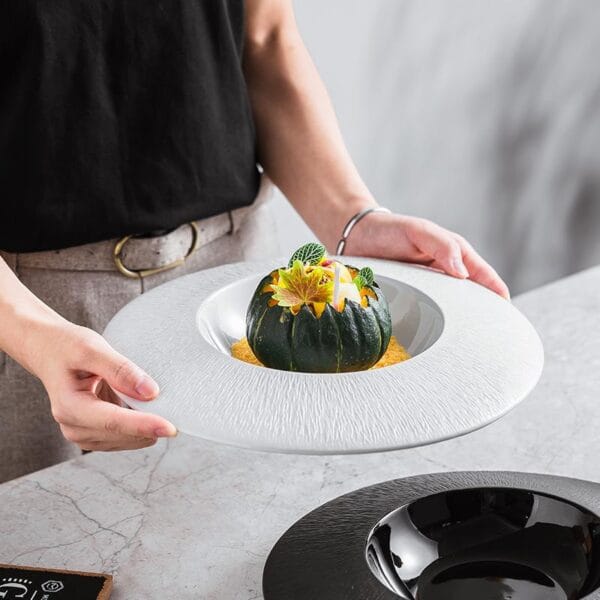 Matte Black Nordic Porcelain Dinner Plate Wholesale - Image 2
