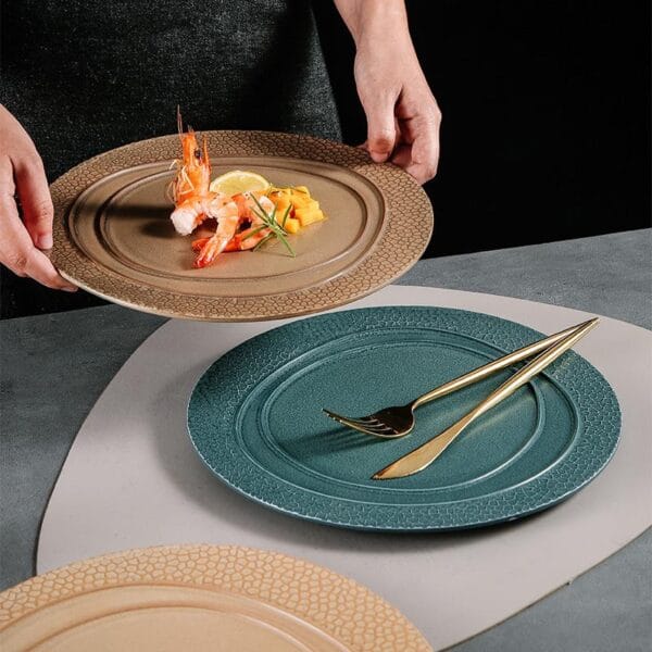 Embossed Square Porcelain Dinner Plate Wholesale - Image 4