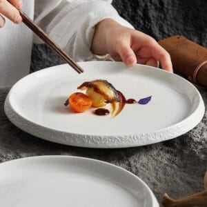 Matte White Ceramic Flat Serving Plate Wholesale