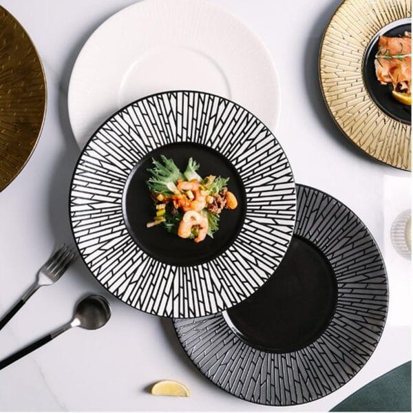 Matte White Black Ceramic Pasta Plate Wholesale - Image 3