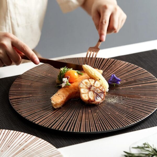 Stone Grain Ceramic Dinner Plate Wholesale