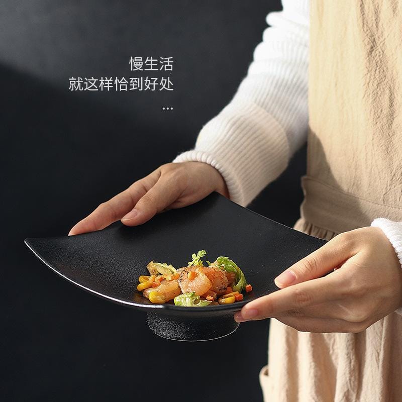 Gold Black Ceramic Steak Plate Wholesale