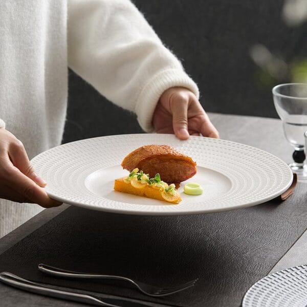 Nordic Embossed Porcelain Dinner Plate Wholesale - Image 2