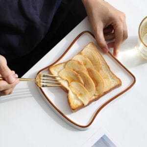 Toast Shaped Ceramic Dessert Plate Wholesale