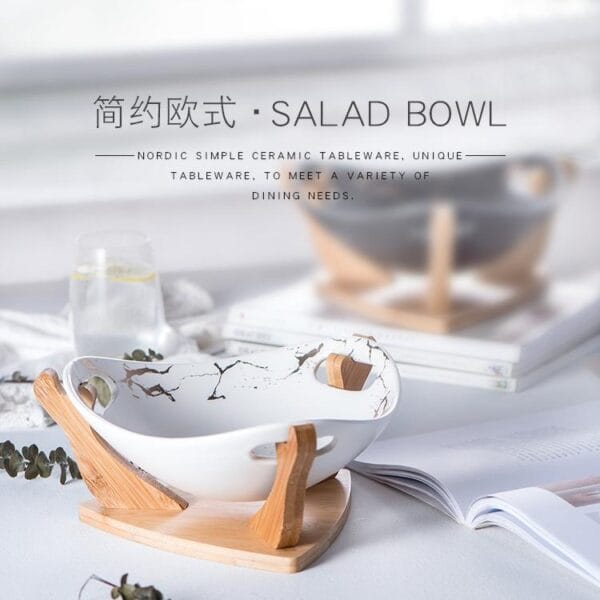 Marble Gold Ceramic Fruit Salad Bowl Wholesale - Image 2