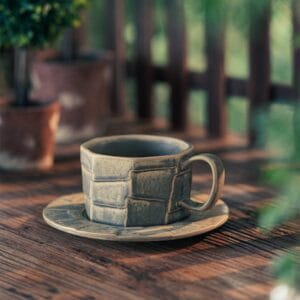 Retro Ceramic Coffee Mug Saucer Set Wholesale