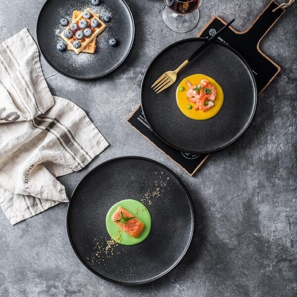 Matte Black Bone China Dinner Plate Wholesale - Image 2
