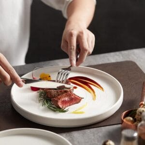 White Porcelain Gold Rim Dinner Plates Wholesale