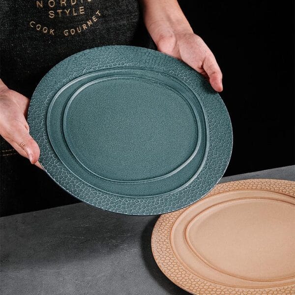 Embossed Square Porcelain Dinner Plate Wholesale - Image 2