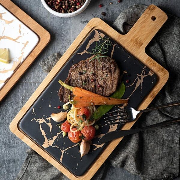 Marble Ceramic Dinner Platter Bamboo Wholesale - Image 3