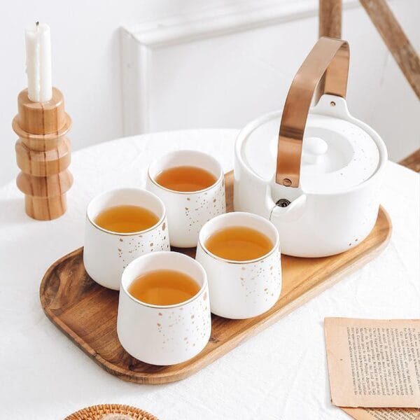 Emerald Ceramic Tea Set Wholesale Nordic 4 Person - Image 3