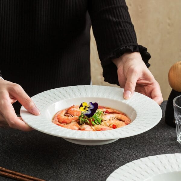 Embossed Porcelain Dinner Plate Wholesale - Image 2