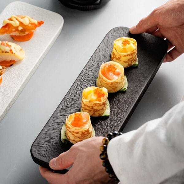 Blue Porcelain Sushi Dish Rectangular Wholesale - Image 4