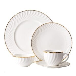 White Gold Rim Bone China Dinner Set Wholesale