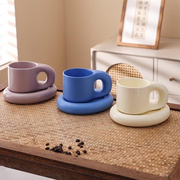 Purple Ceramic Coffee Mug Set Wholesale - Image 3